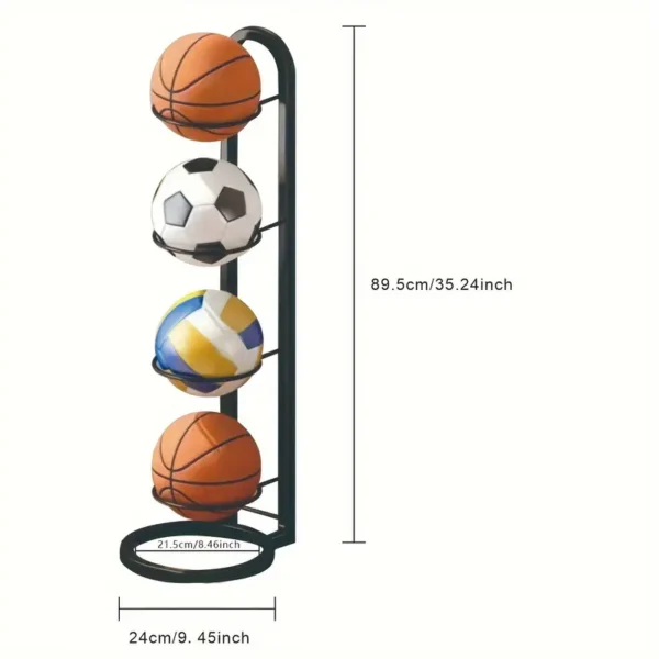 4 Tier Black Metal Sports Ball Organizer